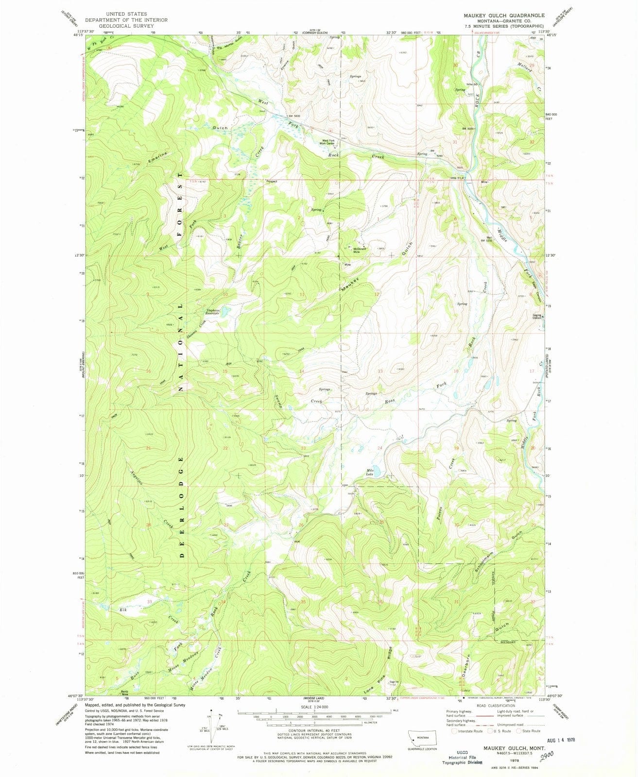 1978 Maukey Gulch, MT - Montana - USGS Topographic Map