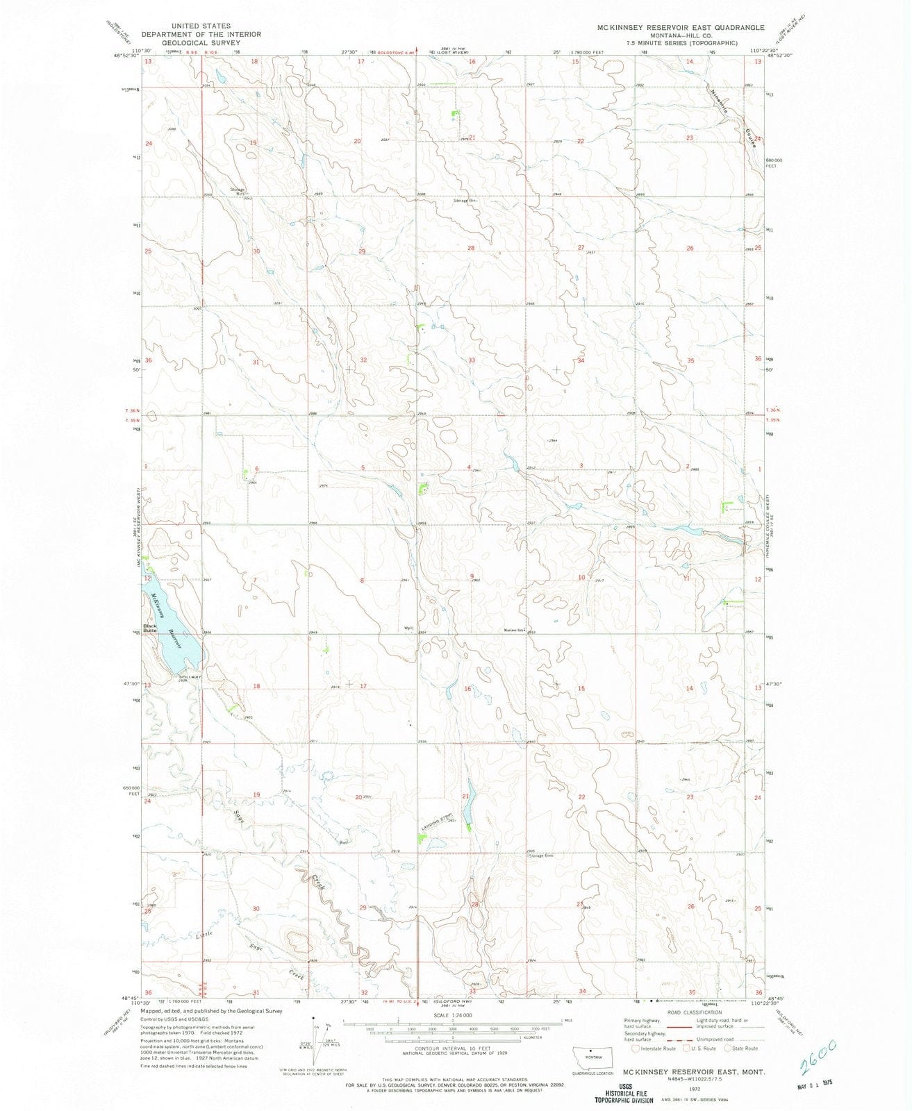 1972 Mc Kinnsey Reservoir East, MT - Montana - USGS Topographic Map