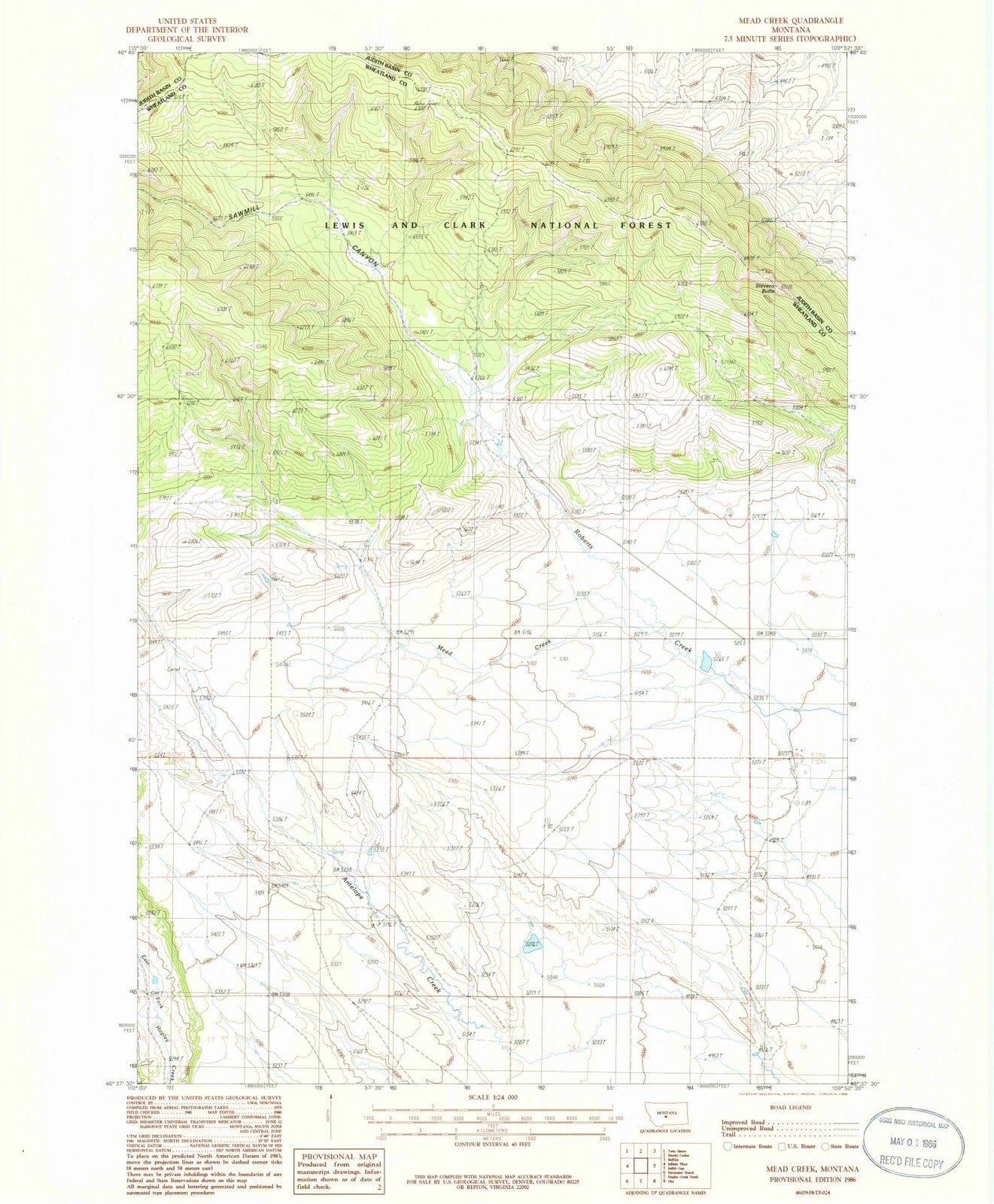 1986 Mead Creek, MT - Montana - USGS Topographic Map