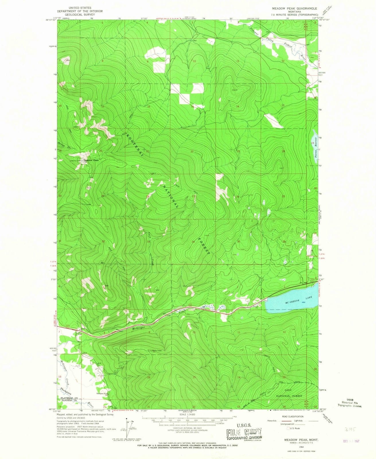 1964 Meadow Peak, MT - Montana - USGS Topographic Map