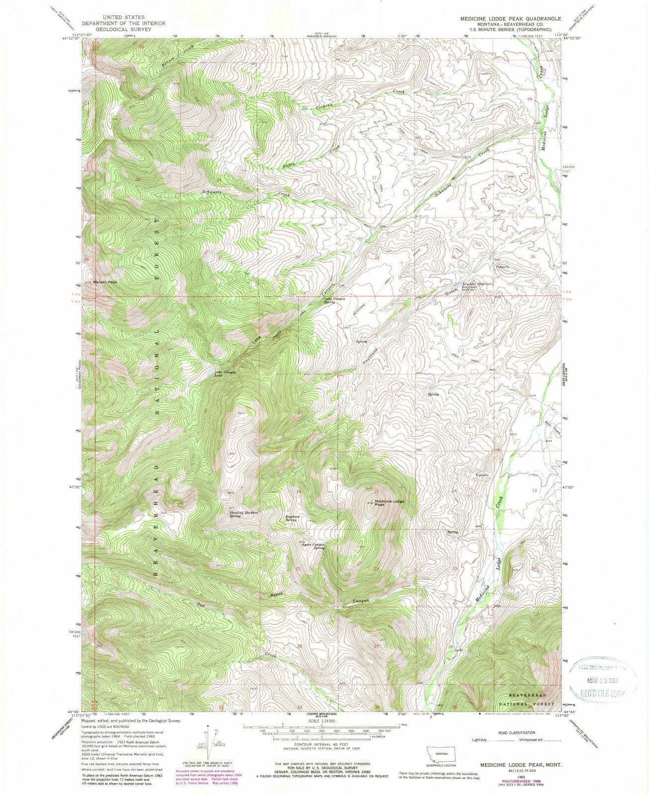 1965 Medicine Lodge Peak, MT - Montana - USGS Topographic Map