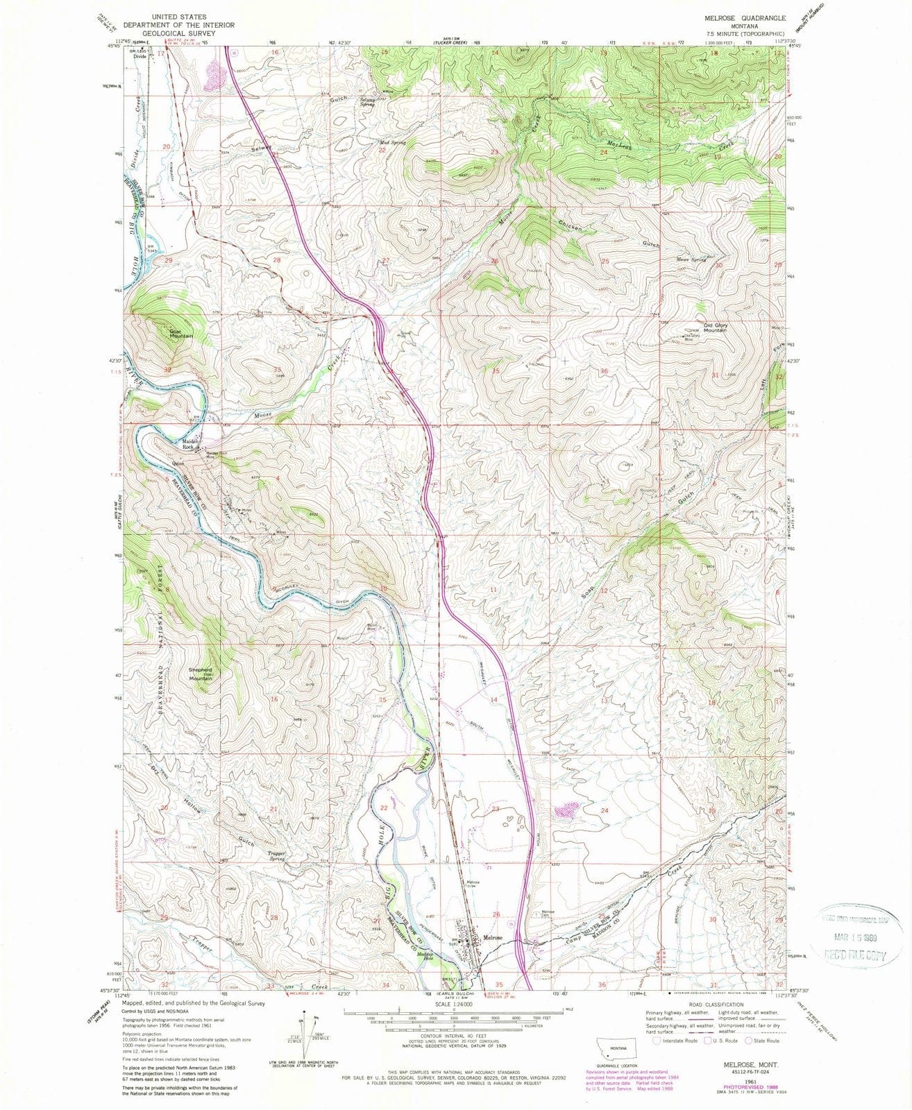 1961 Melrose, MT - Montana - USGS Topographic Map