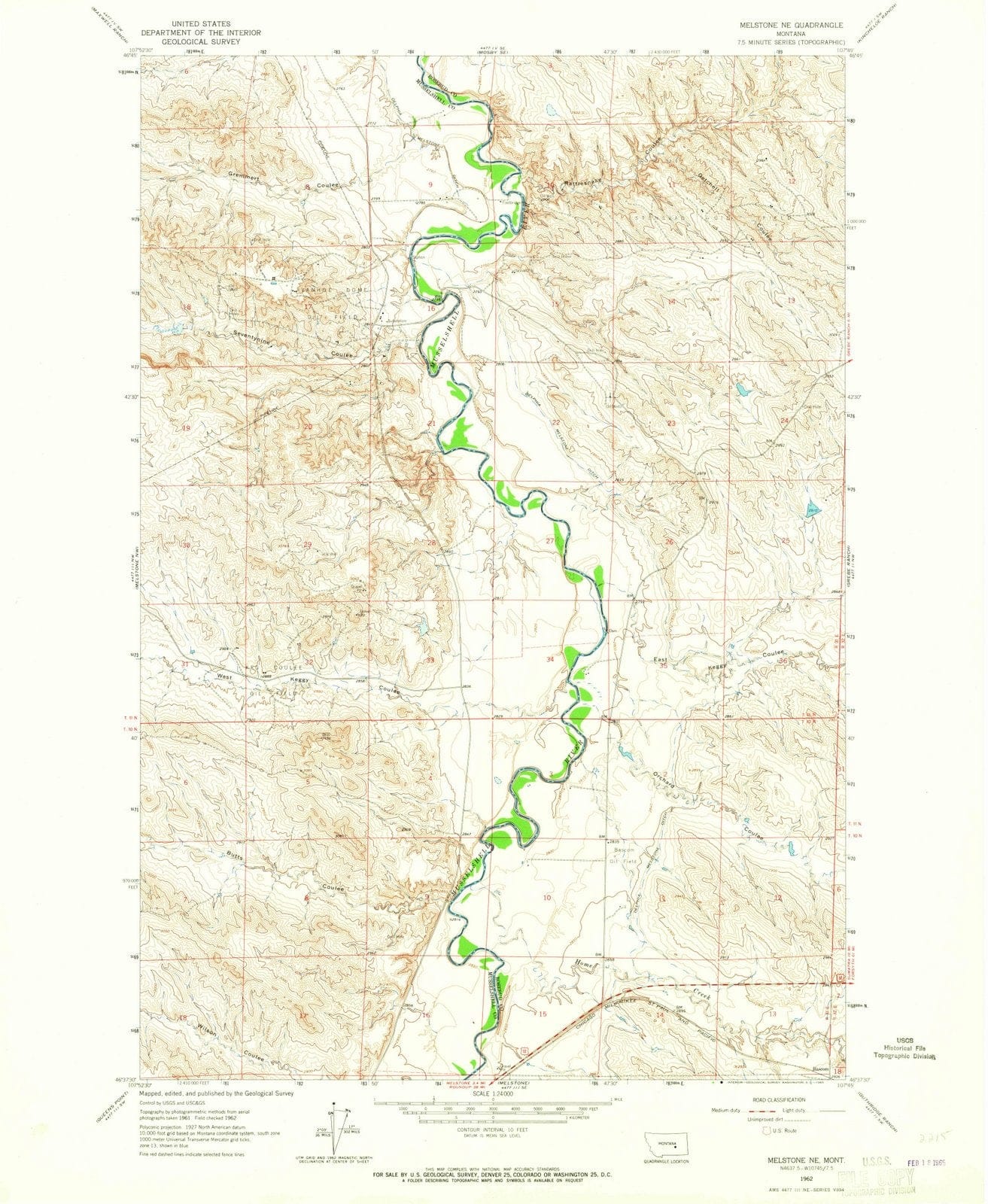 1962 Melstone, MT - Montana - USGS Topographic Map