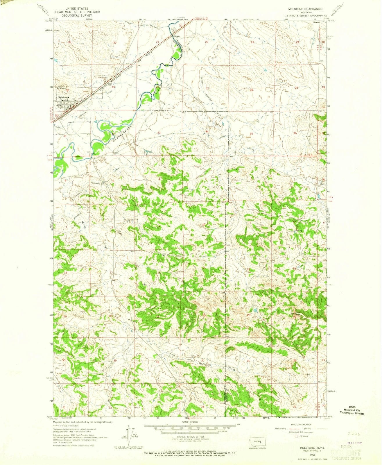 1963 Melstone, MT - Montana - USGS Topographic Map