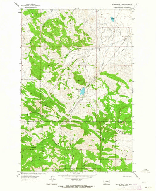 1962 Middle Creek Lake, MT - Montana - USGS Topographic Map