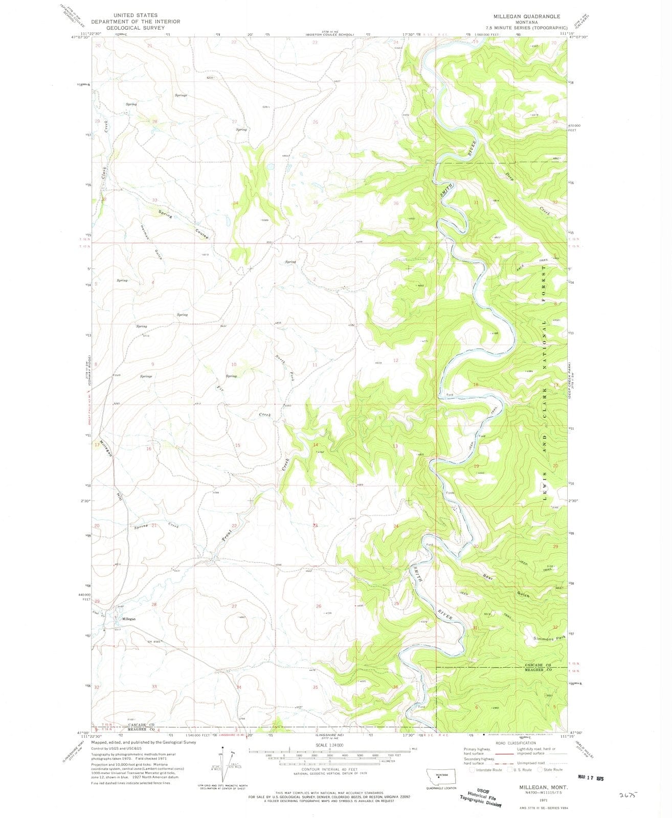 1971 Millegan, MT - Montana - USGS Topographic Map