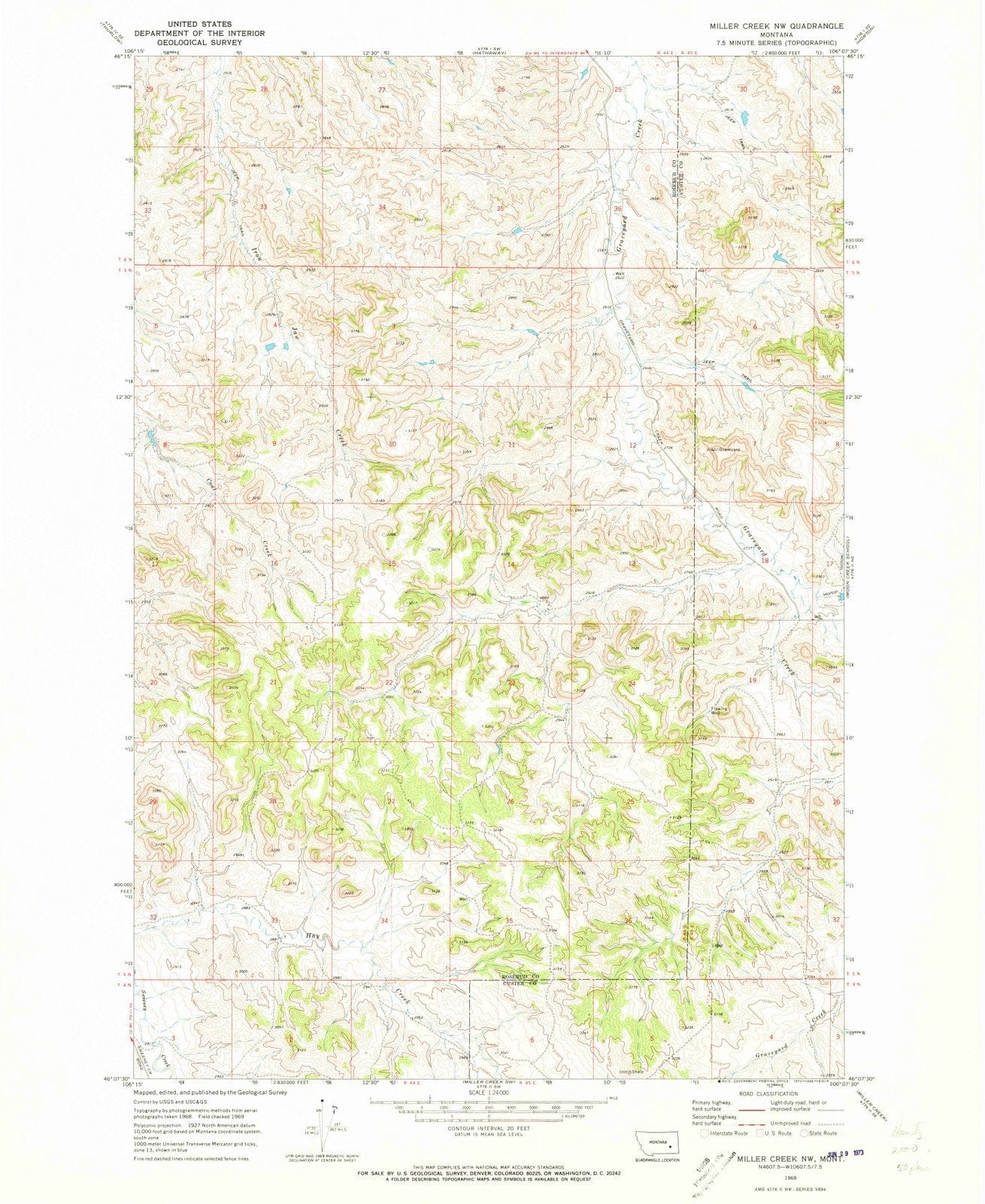 1969 Miller Creek, MT - Montana - USGS Topographic Map
