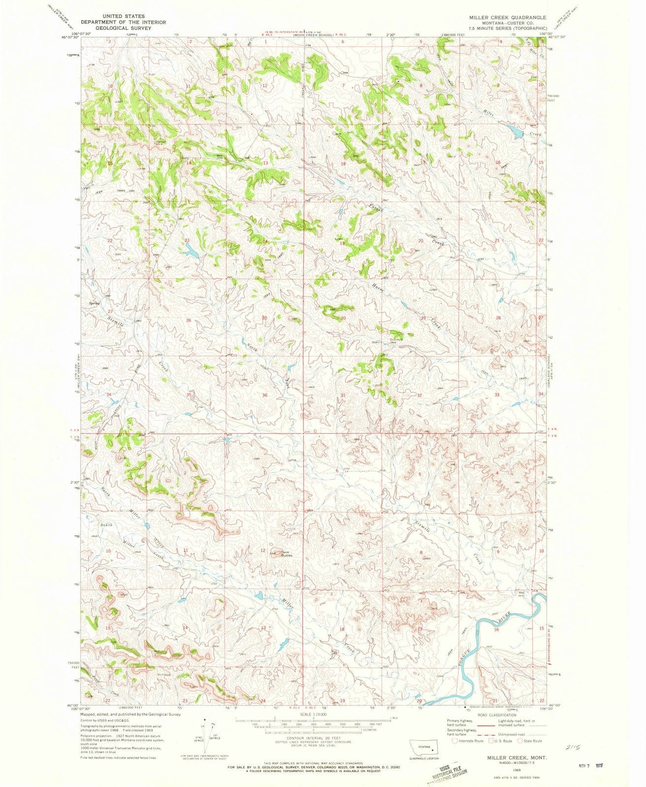 1969 Miller Creek, MT - Montana - USGS Topographic Map v2
