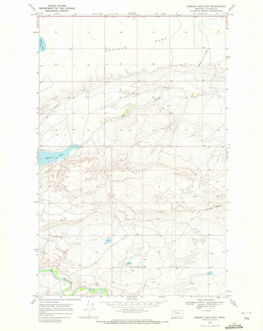 1968 Mission Lake East, MT - Montana - USGS Topographic Map