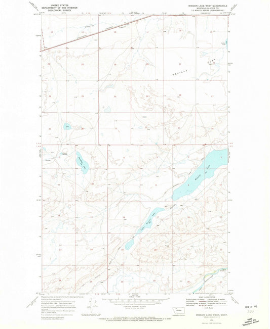 1968 Mission Lake West, MT - Montana - USGS Topographic Map