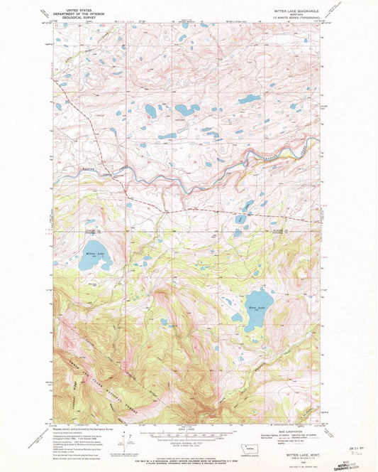 1968 Mitten Lake, MT - Montana - USGS Topographic Map