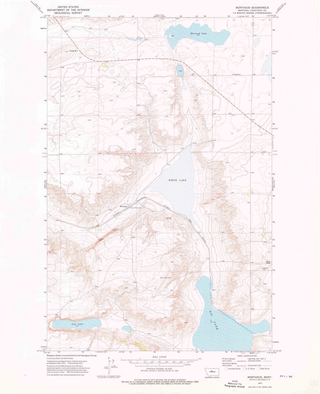 1972 Montague, MT - Montana - USGS Topographic Map