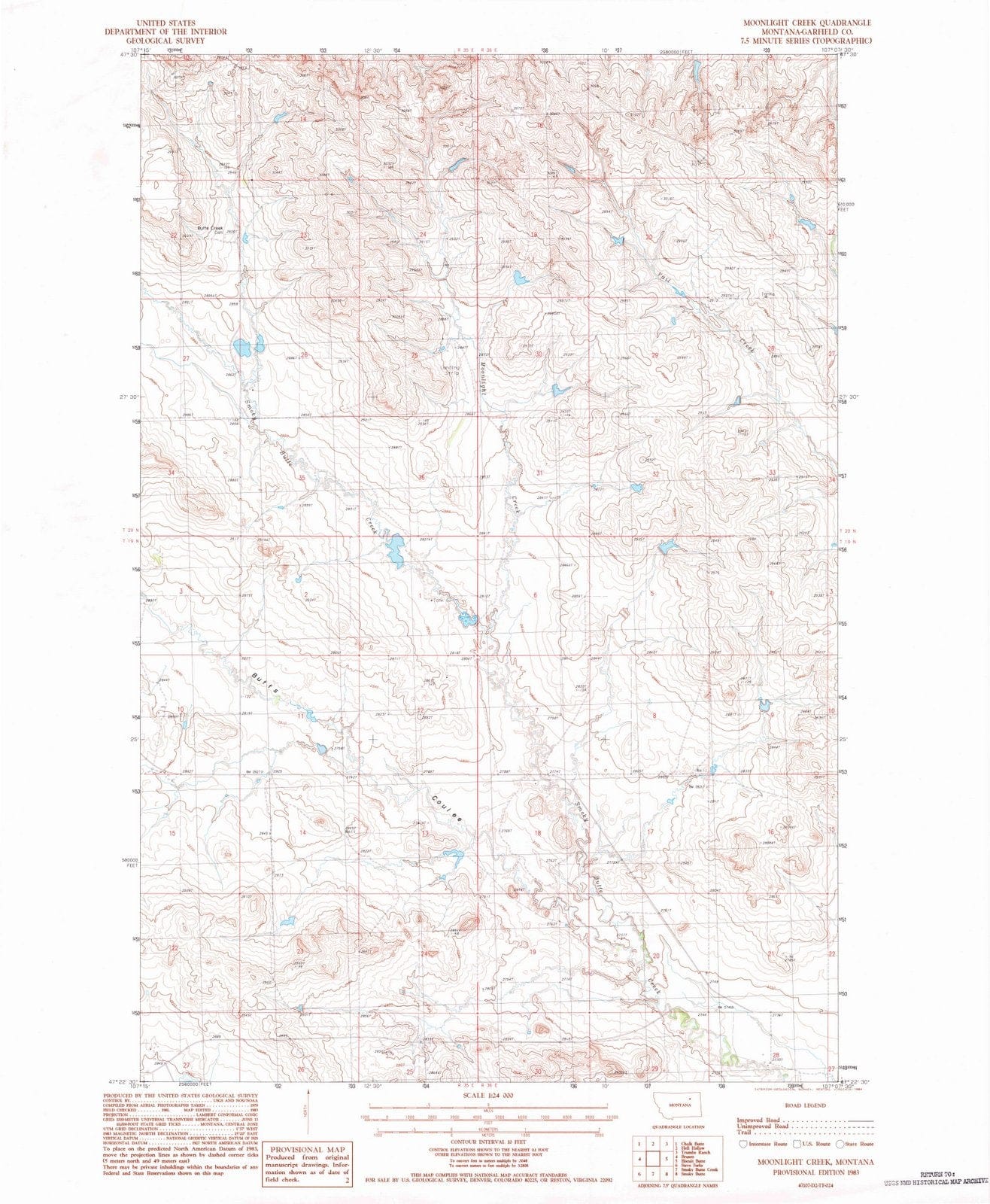 1983 Moonlight Creek, MT - Montana - USGS Topographic Map