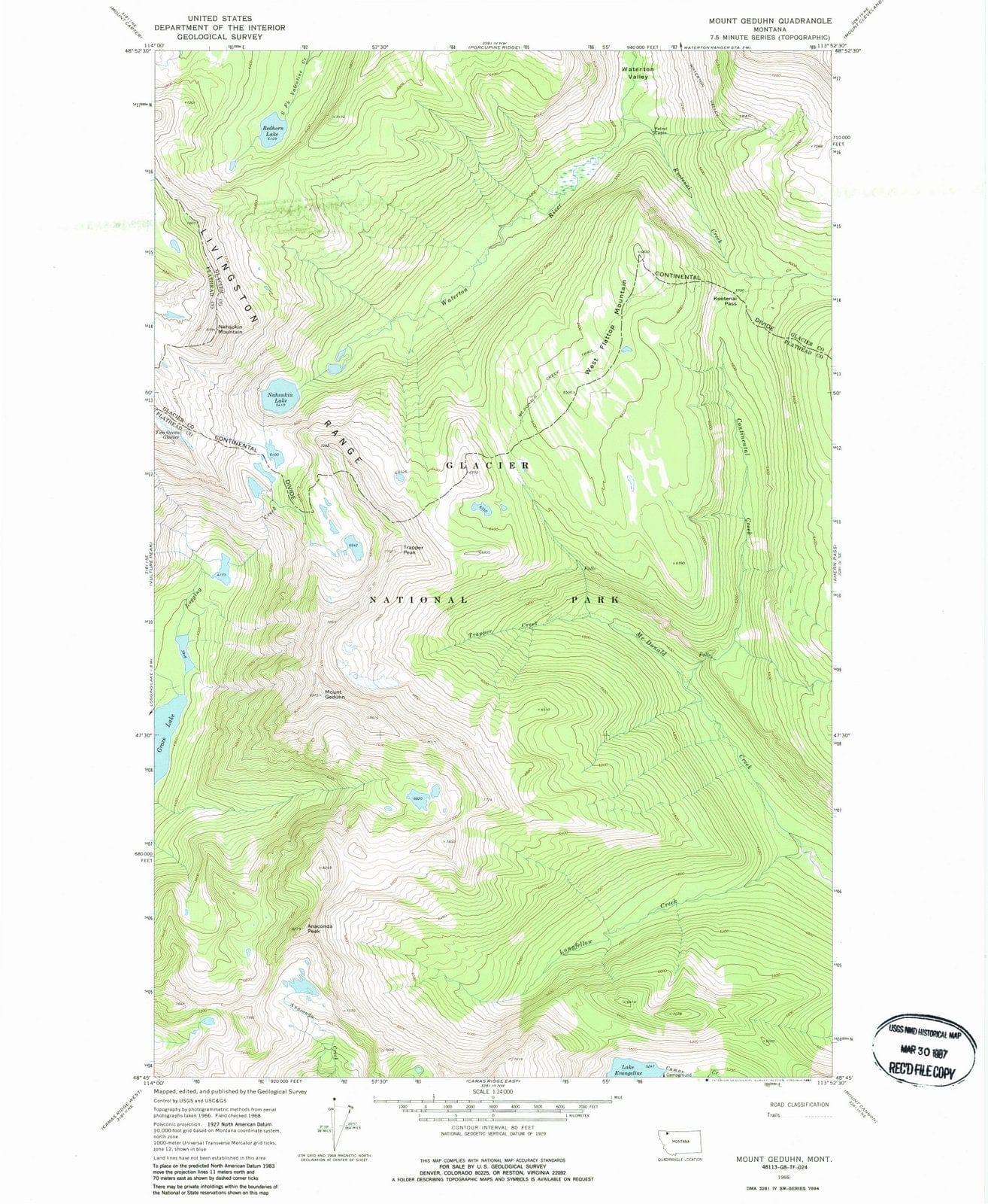1968 Mount Geduhn, MT - Montana - USGS Topographic Map