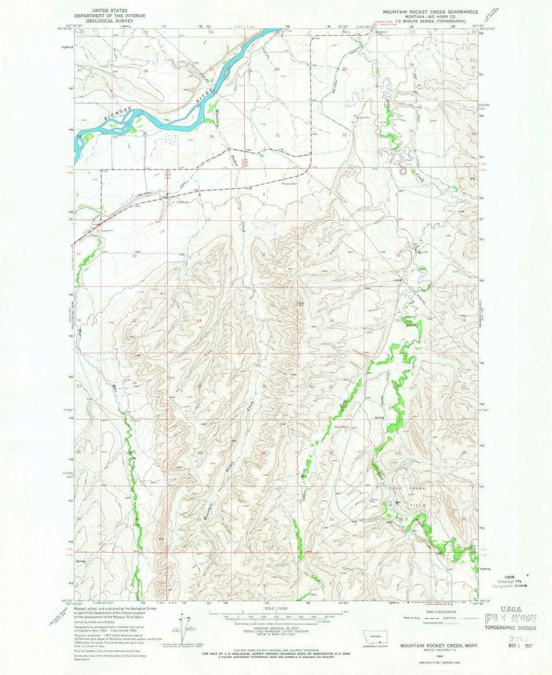 1964 Mountain Pocket Creek, MT - Montana - USGS Topographic Map