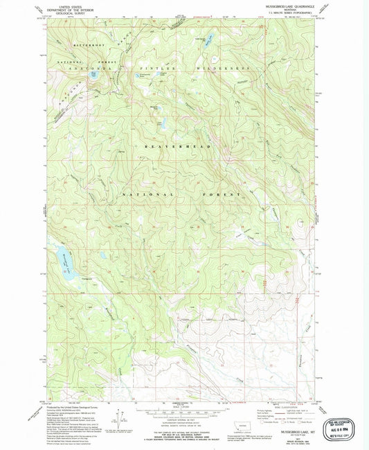 1977 Mussigbrod Lake, MT - Montana - USGS Topographic Map