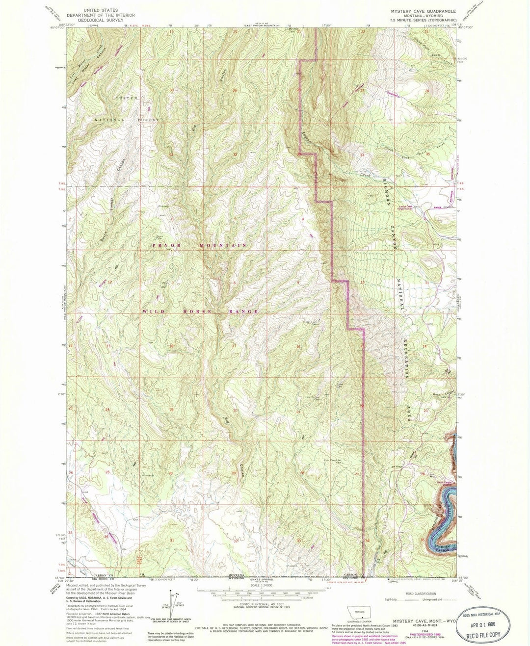 1964 Mystery Cave, MT - Montana - USGS Topographic Map