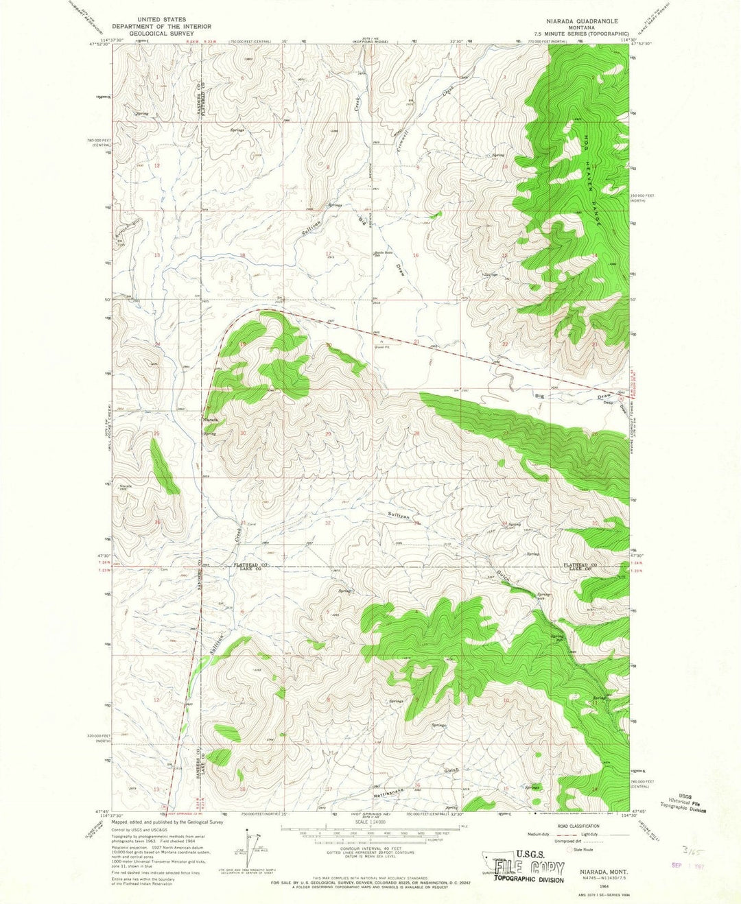 1964 Niarada, MT - Montana - USGS Topographic Map