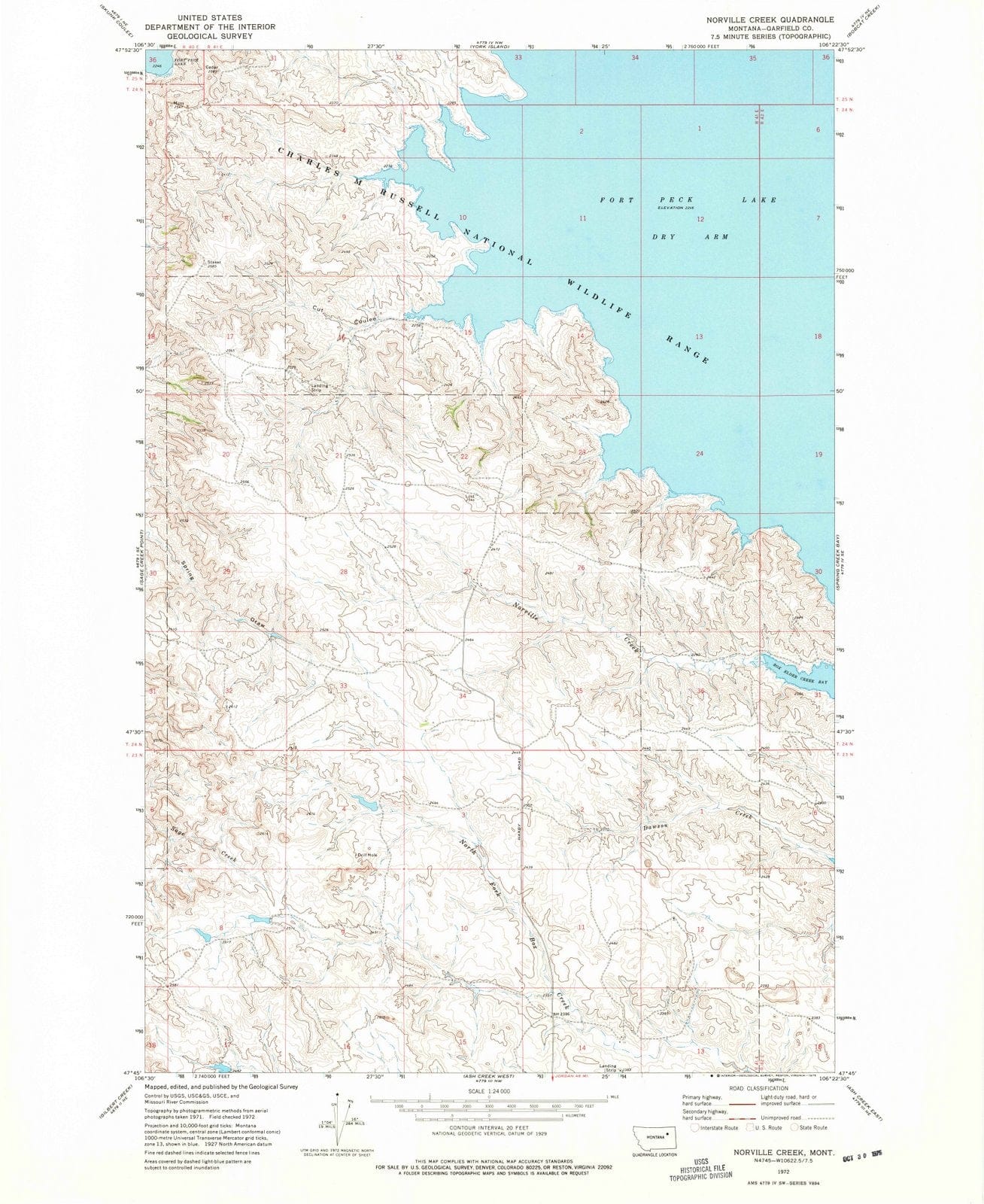 1972 Norville Creek, MT - Montana - USGS Topographic Map