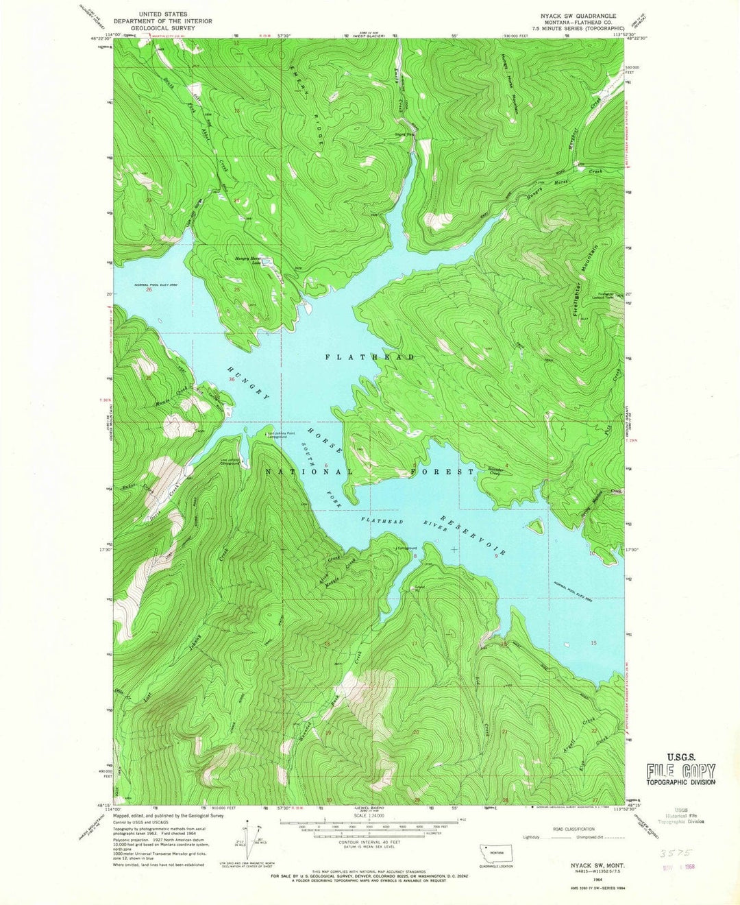 1964 Nyack, MT - Montana - USGS Topographic Map