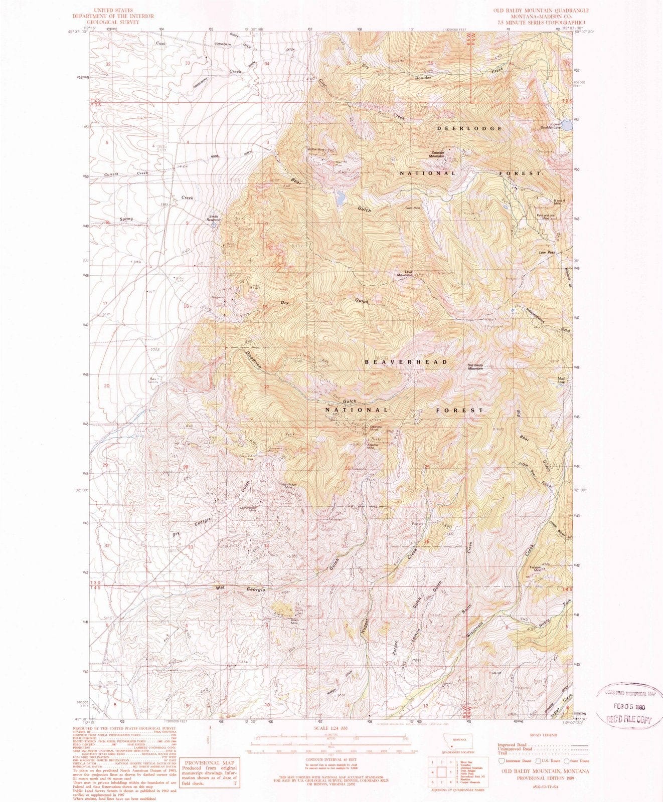1989 Old Baldy Mountain, MT - Montana - USGS Topographic Map