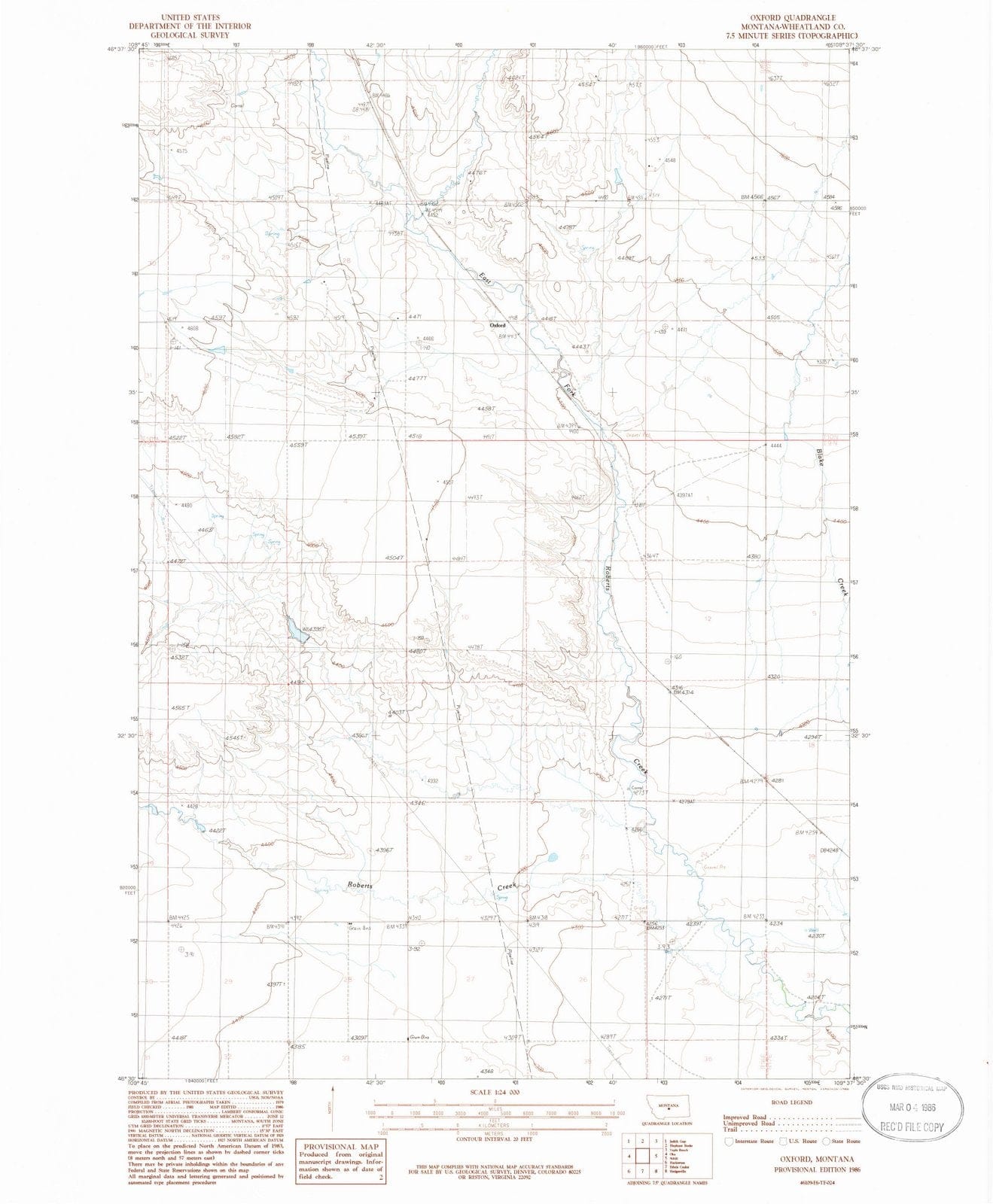 1986 Oxford, MT - Montana - USGS Topographic Map