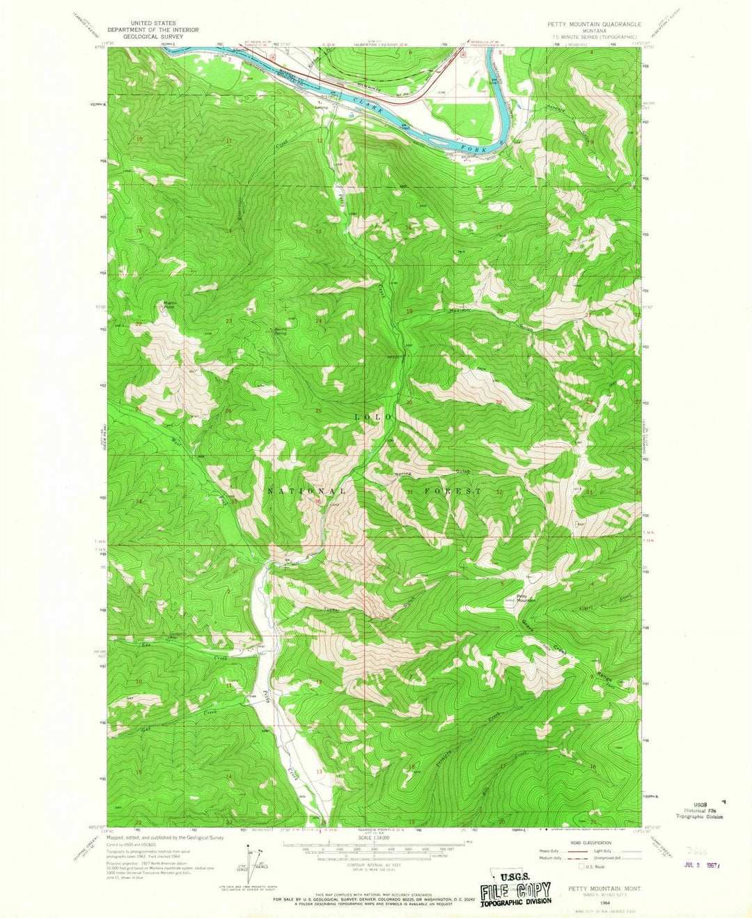 1964 Petty Mountain, MT - Montana - USGS Topographic Map
