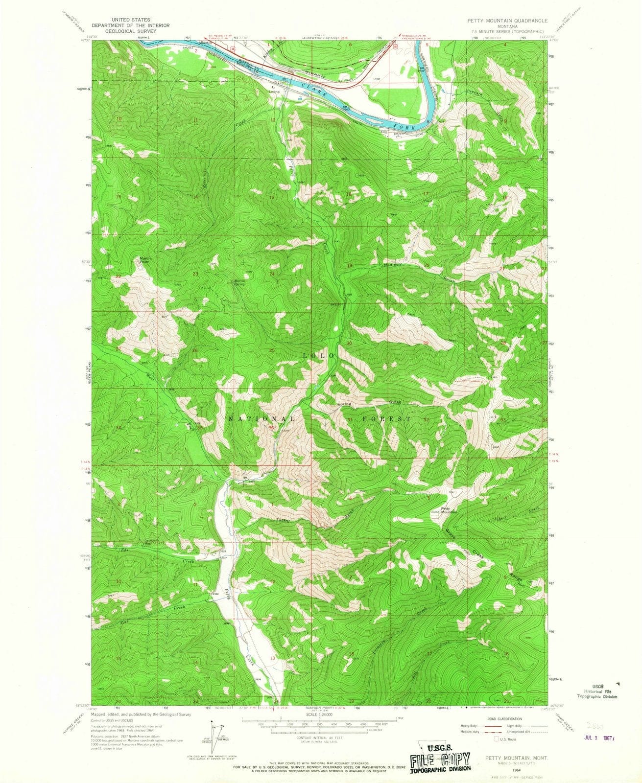 1964 Petty Mountain, MT - Montana - USGS Topographic Map