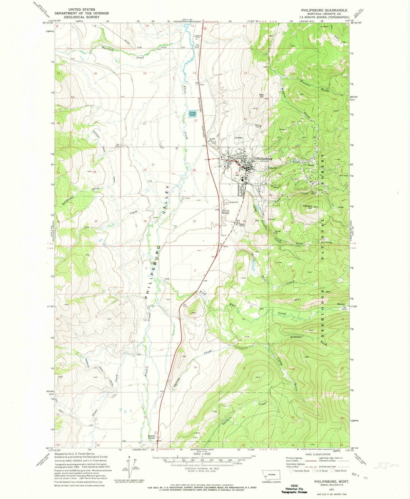 1971 Philipsburg, MT - Montana - USGS Topographic Map