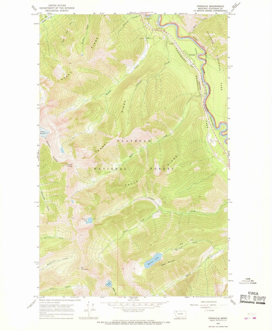 1964 Pinnacle, MT - Montana - USGS Topographic Map