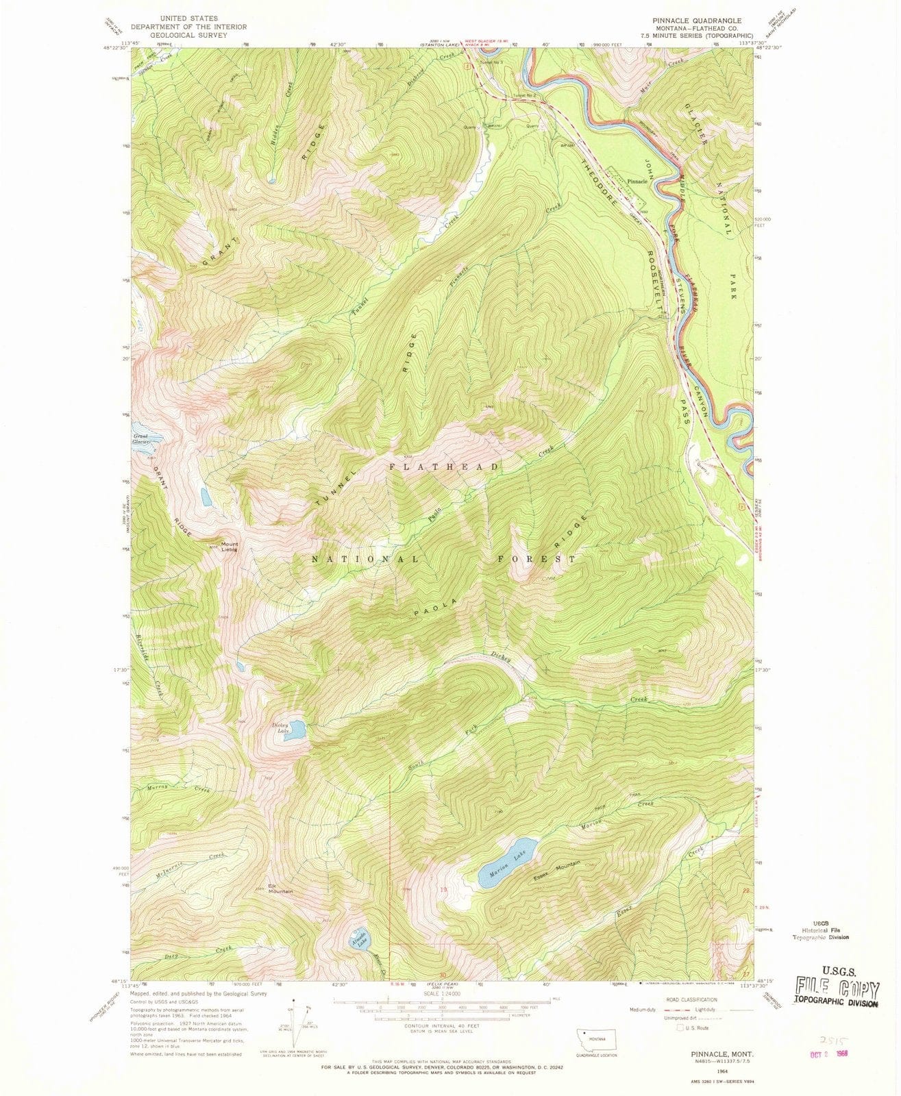 1964 Pinnacle, MT - Montana - USGS Topographic Map