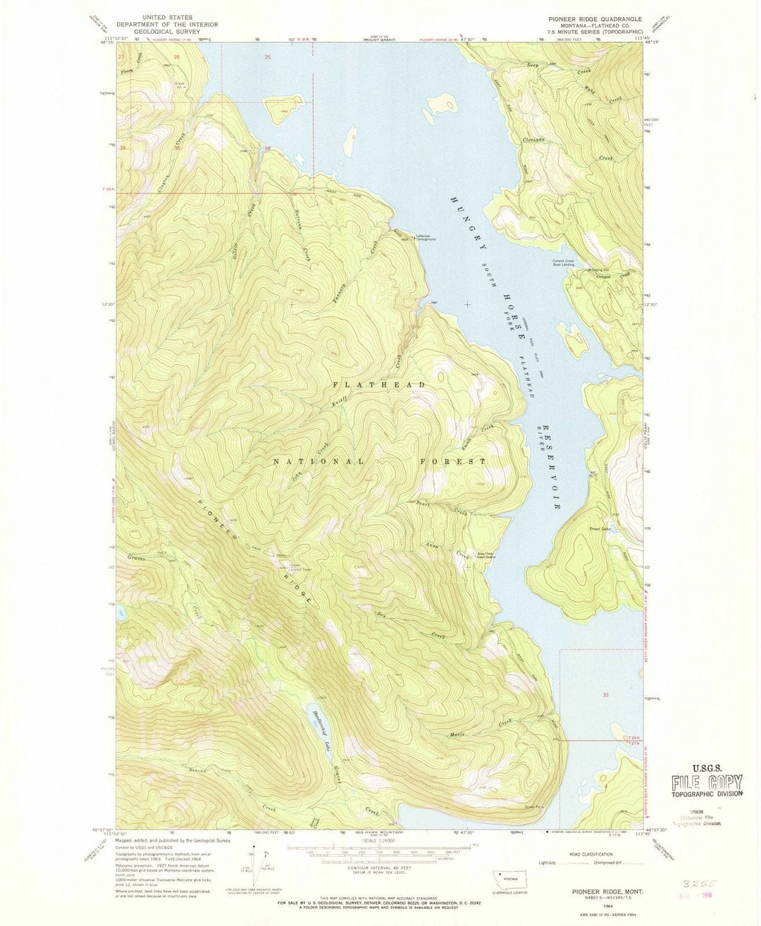 1964 Pioneer Ridge, MT - Montana - USGS Topographic Map