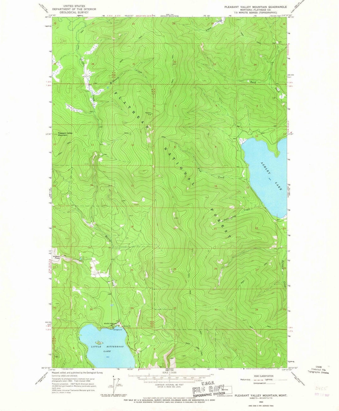 1964 Pleasant Valley Mountain, MT - Montana - USGS Topographic Map