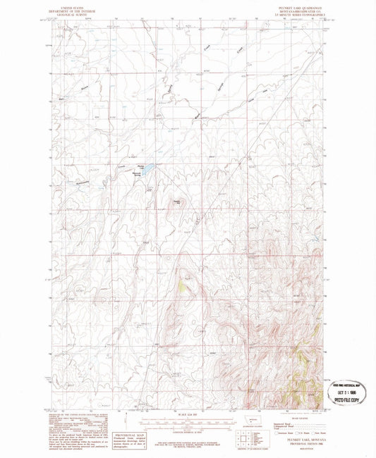 1986 Plunket Lake, MT - Montana - USGS Topographic Map