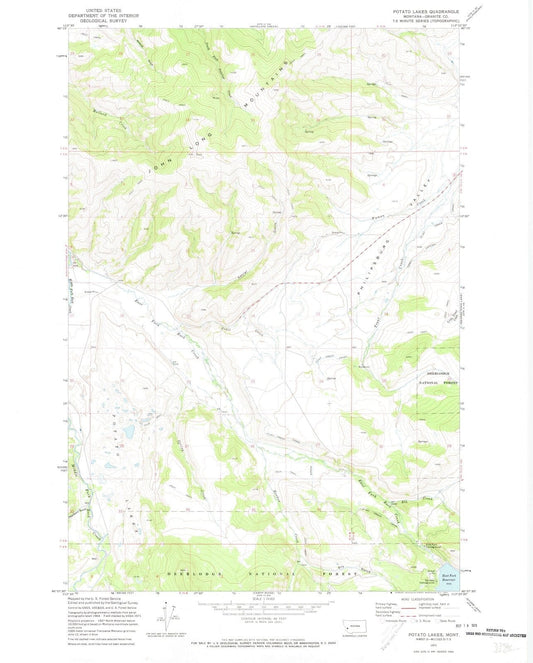 1971 Potato Lakes, MT - Montana - USGS Topographic Map