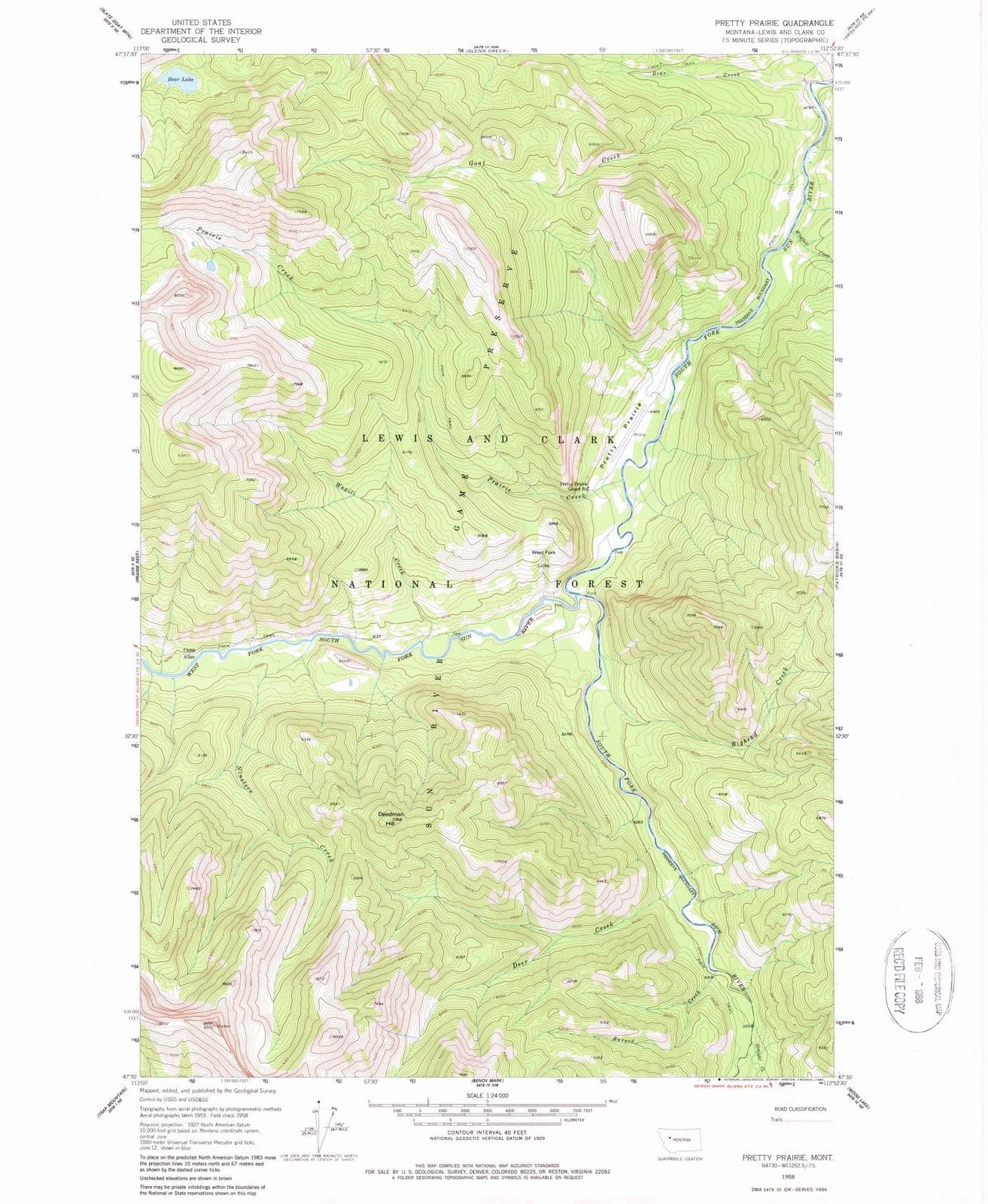 1958 Pretty Prairie, MT - Montana - USGS Topographic Map