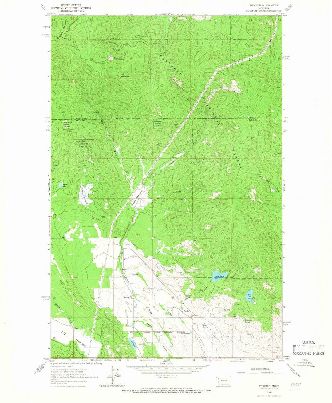 1964 Proctor, MT - Montana - USGS Topographic Map