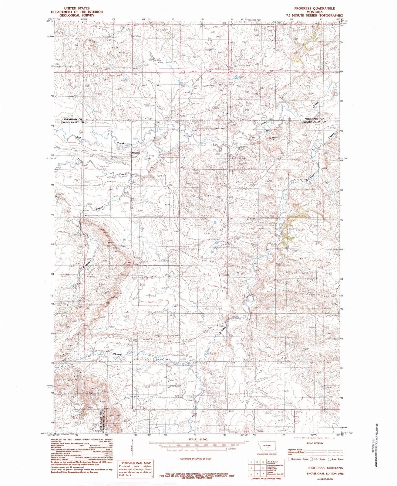 1985 Progress, MT - Montana - USGS Topographic Map