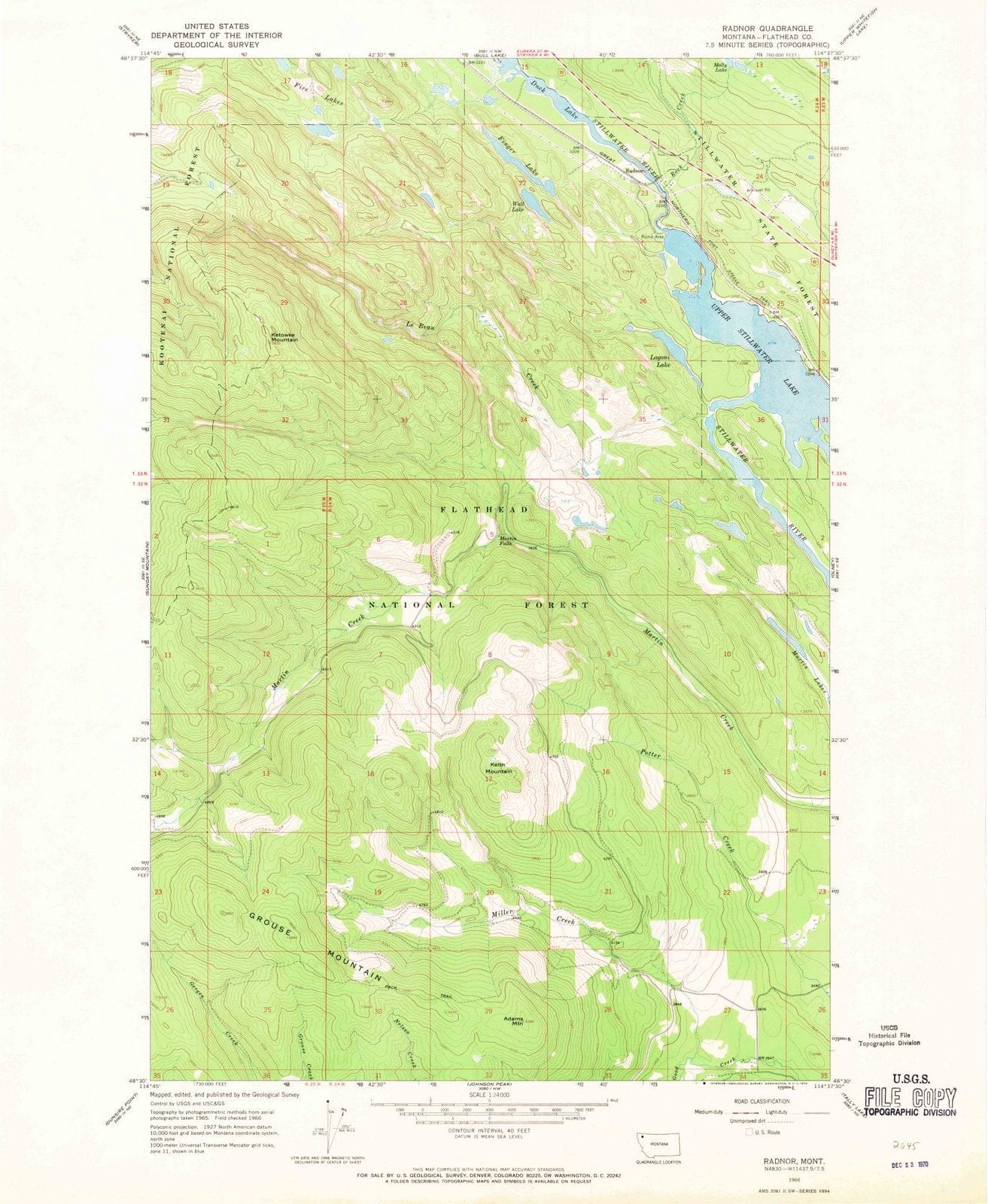 1966 Radnor, MT - Montana - USGS Topographic Map