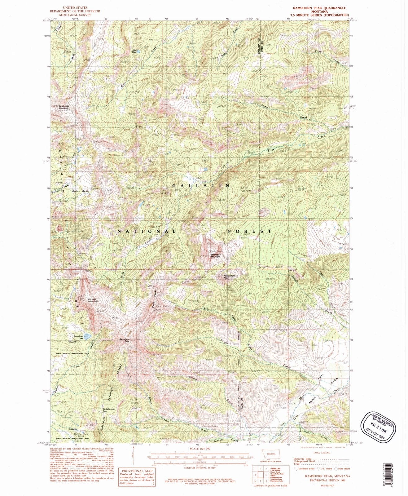 1986 Ramshorn Peak, MT - Montana - USGS Topographic Map