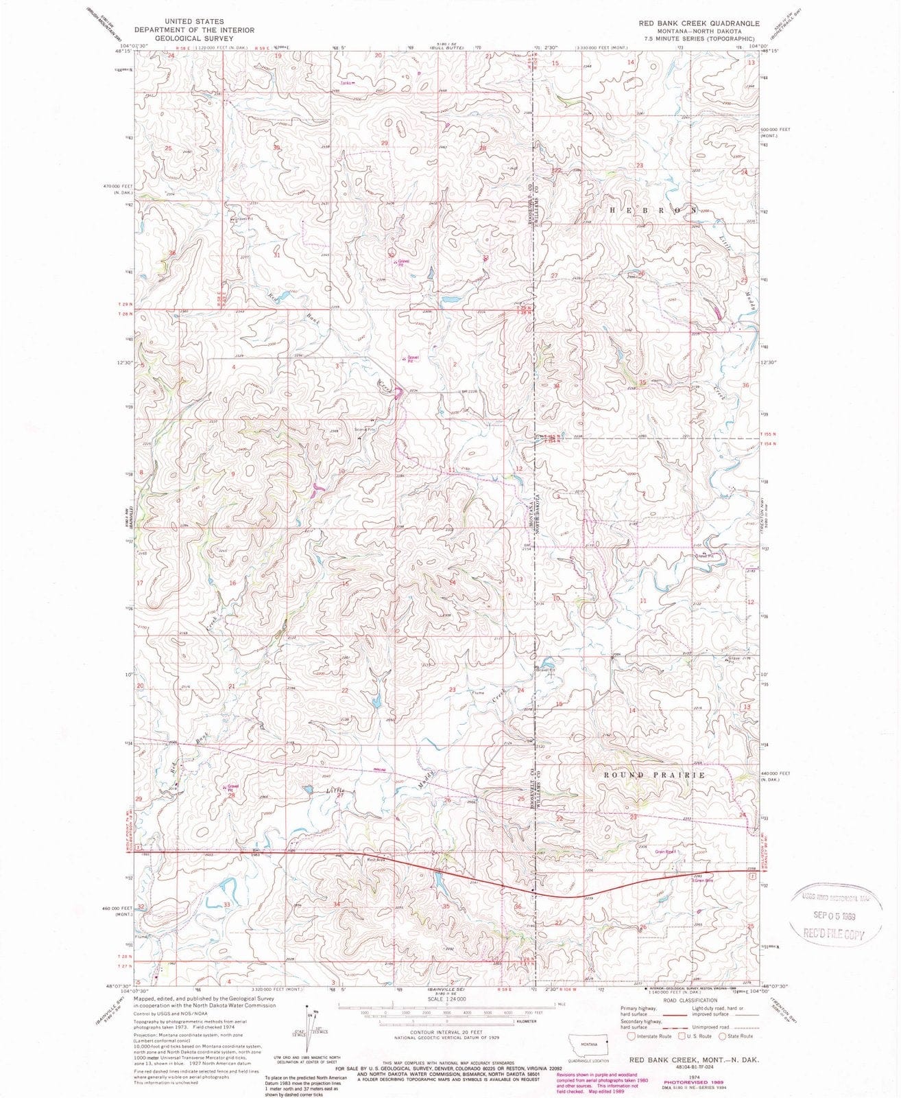 1974 Red Bank Creek, MT - Montana - USGS Topographic Map