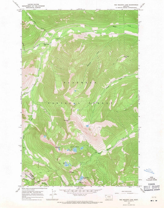 1966 Red Meadow Lake, MT - Montana - USGS Topographic Map