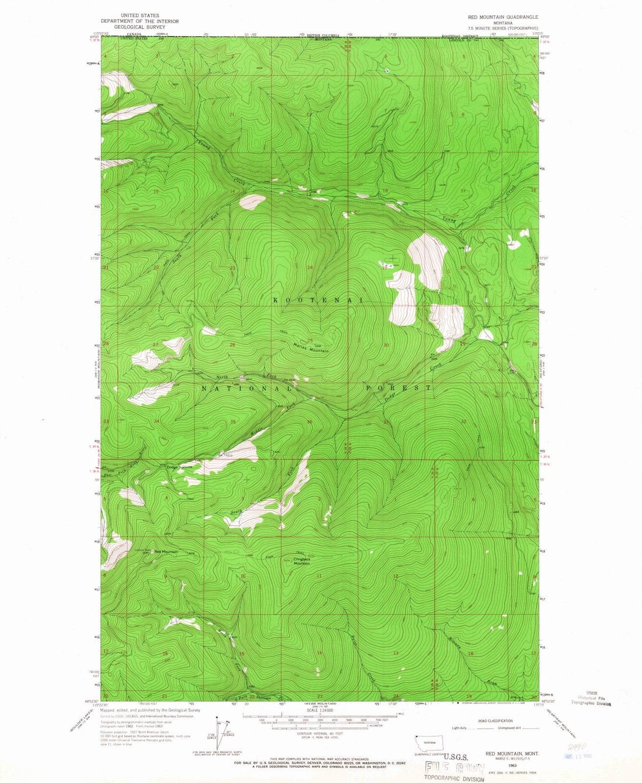 1963 Red Mountain, MT - Montana - USGS Topographic Map