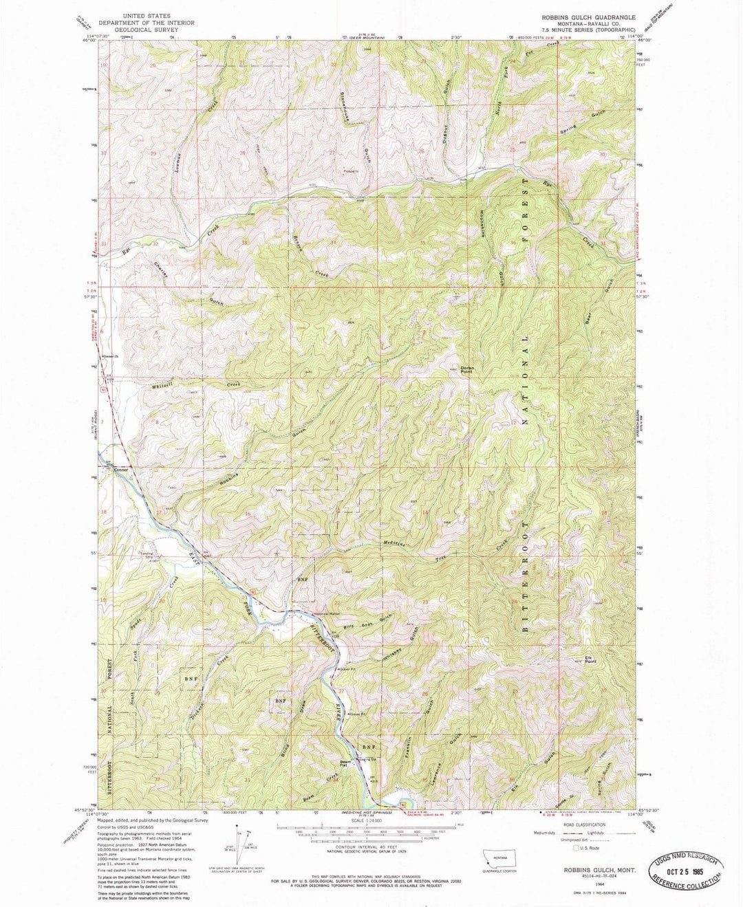 1964 Robbins Gulch, MT - Montana - USGS Topographic Map
