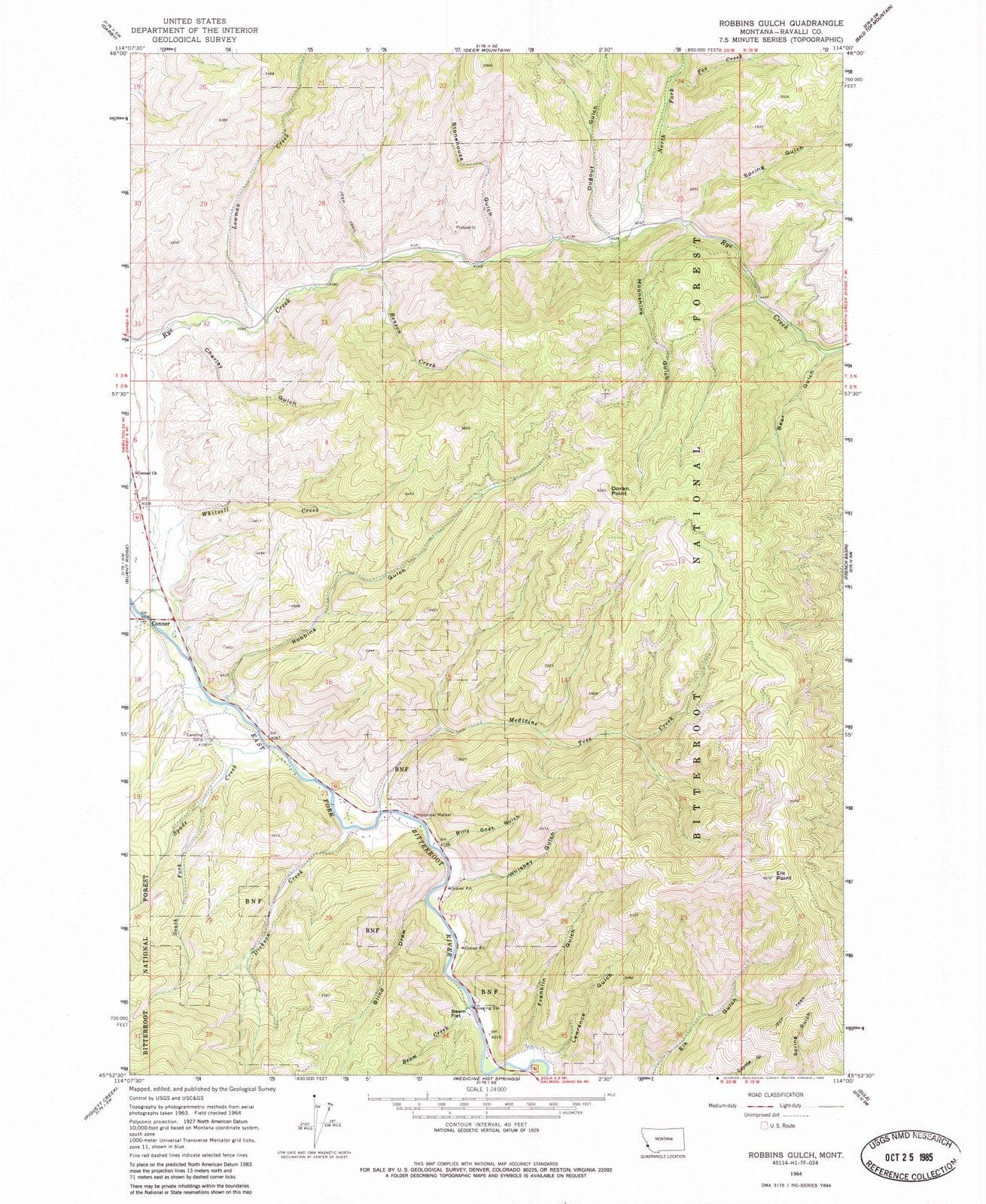 1964 Robbins Gulch, MT - Montana - USGS Topographic Map
