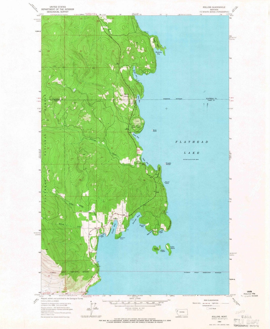 1964 Rollins, MT - Montana - USGS Topographic Map
