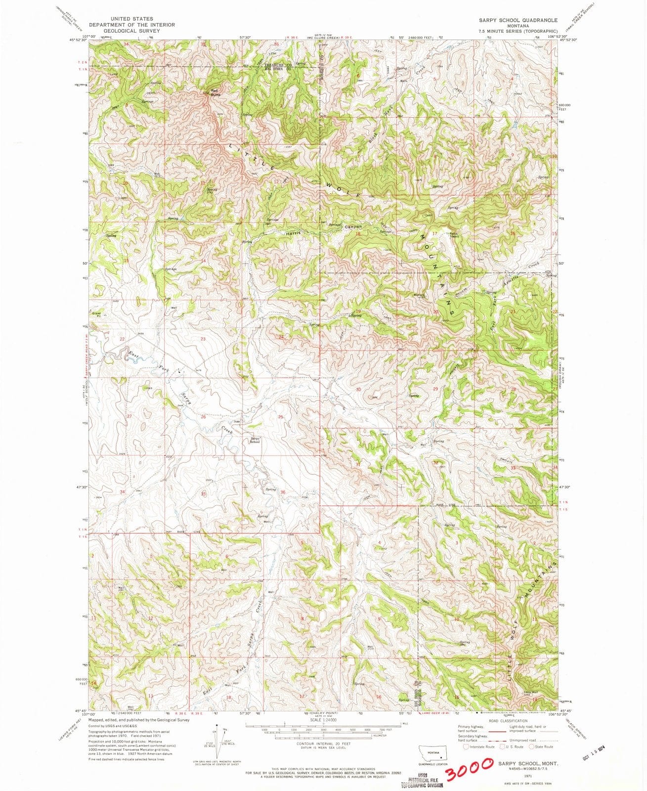 1971 Sarpy School, MT - Montana - USGS Topographic Map