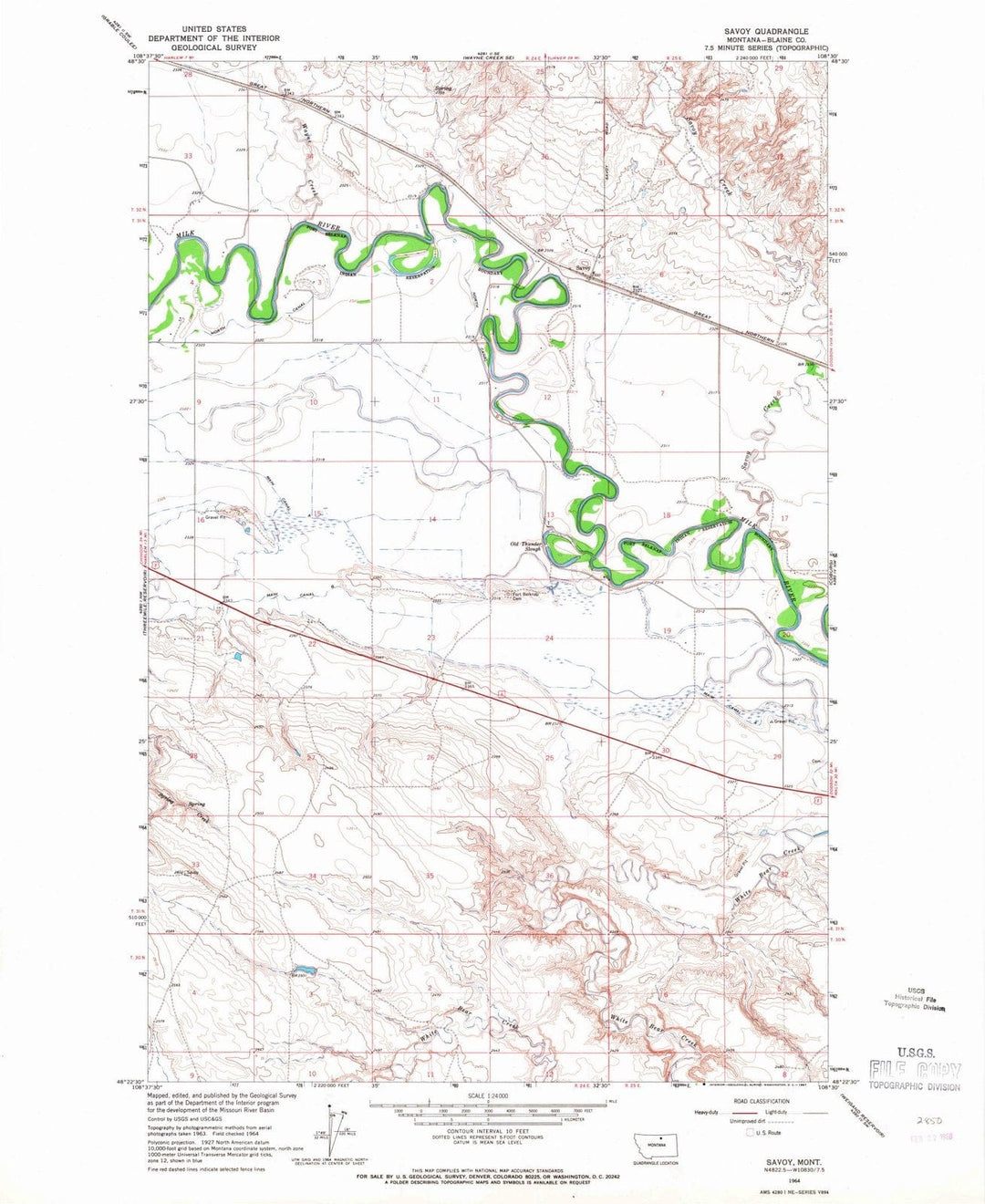 1964 Savoy, MT - Montana - USGS Topographic Map