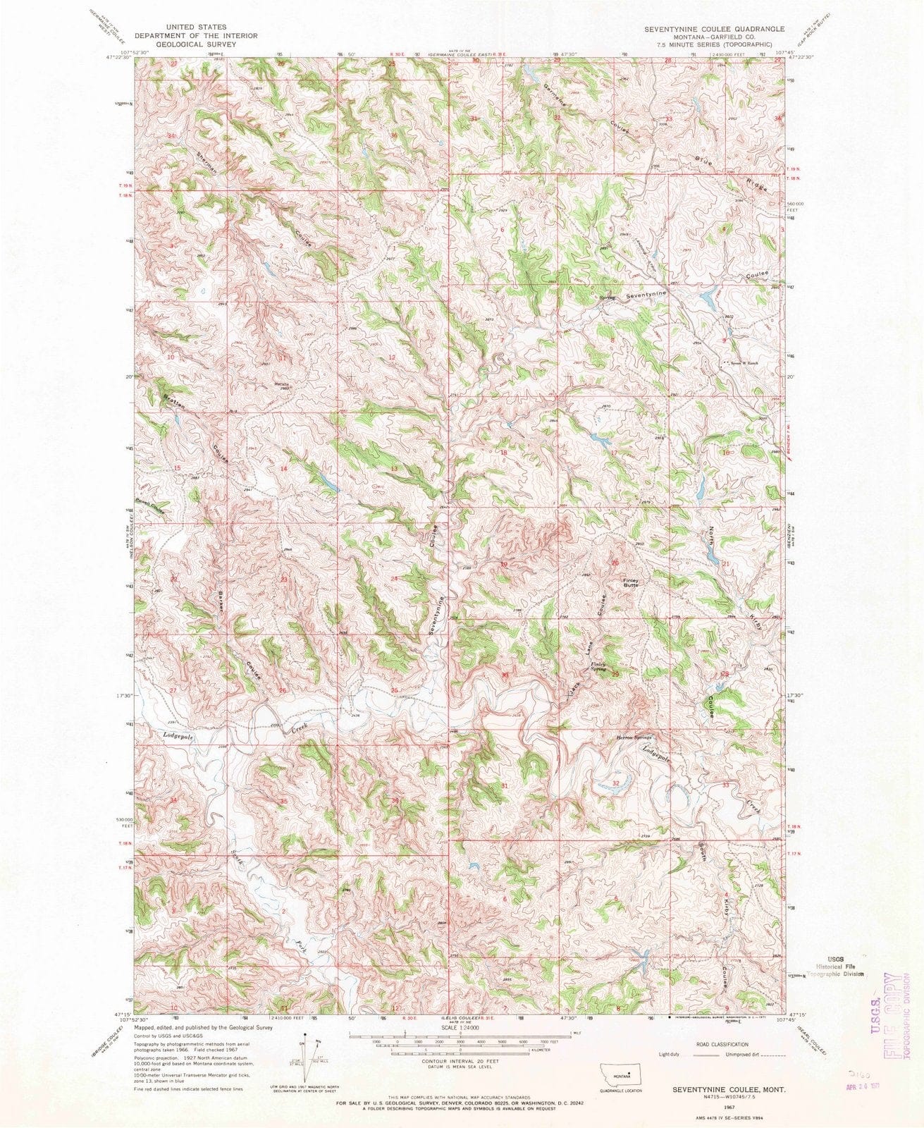 1967 Seventynine Coulee, MT - Montana - USGS Topographic Map