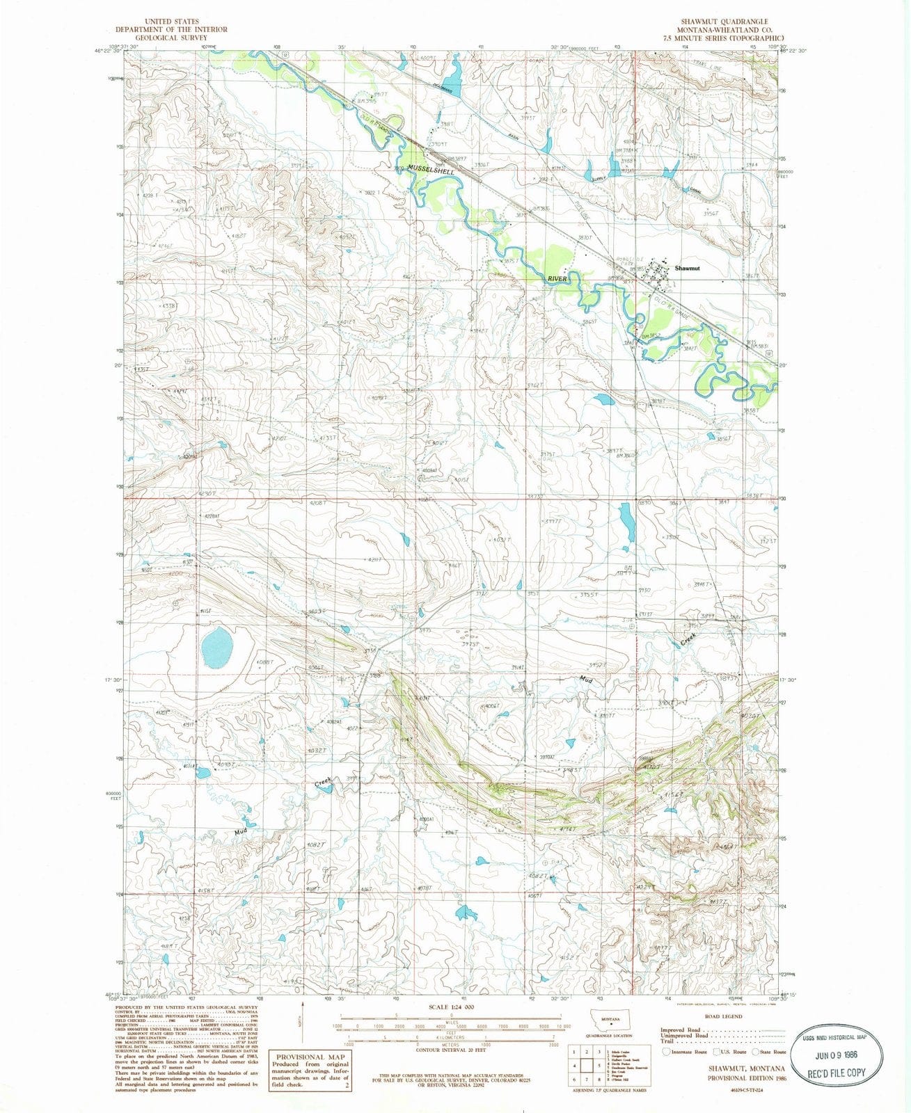 1986 Shawmut, MT - Montana - USGS Topographic Map